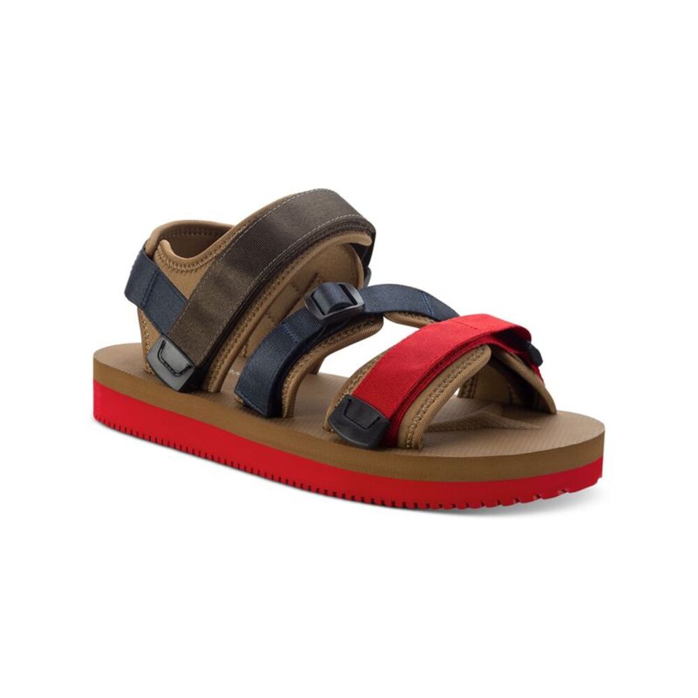 SUN STONE Mens Brown Adjustable Lormier Round Toe Platform Sandals Shoes 8 M